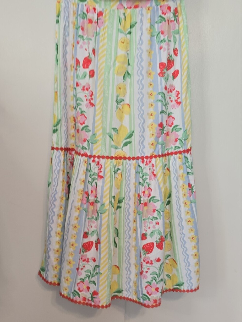 Japna White Floral Stripe Maxi Dress with Yellow & Pink Accents - Picture 4 of 10